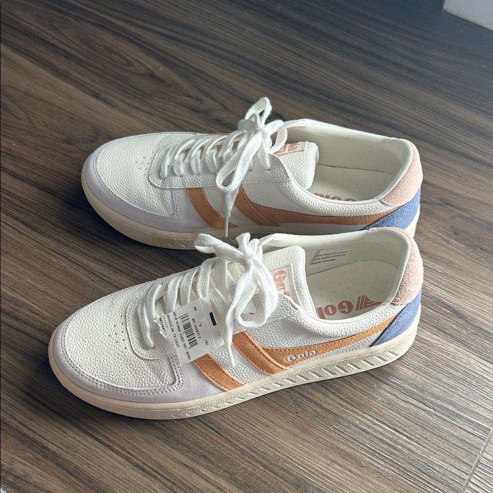 Gola White Sneakers with Orange and Blue Accents